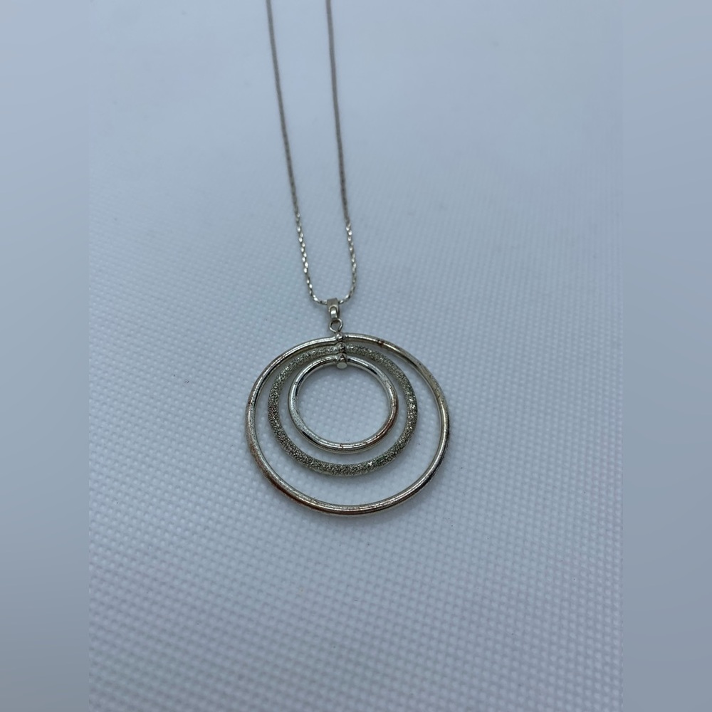 Silver Tone Triple Circle Necklace